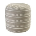 thumbnail image 1 of LR Home Medium Striped Indoor/Outdoor Cylinder Pouf, Taupe/White, 20" x 20" x 20", 1 of 10