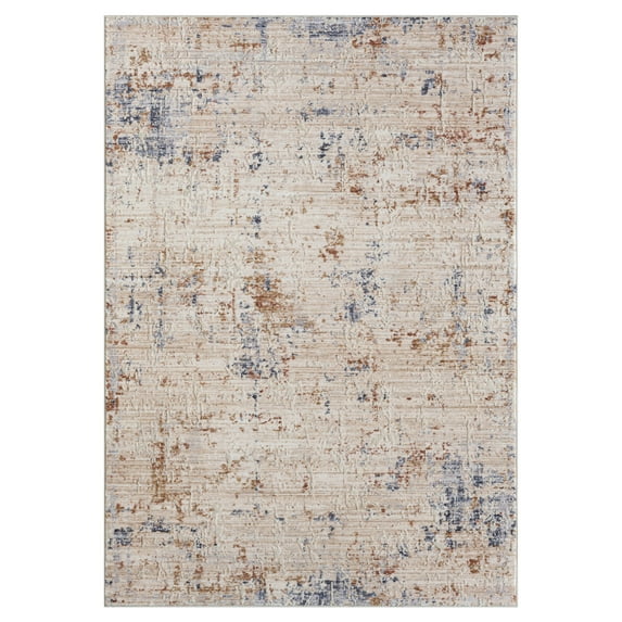 LR Home Mia 2' x 3' Beige/Blue Abstract Premium Ultra-Soft Indoor Area Rug