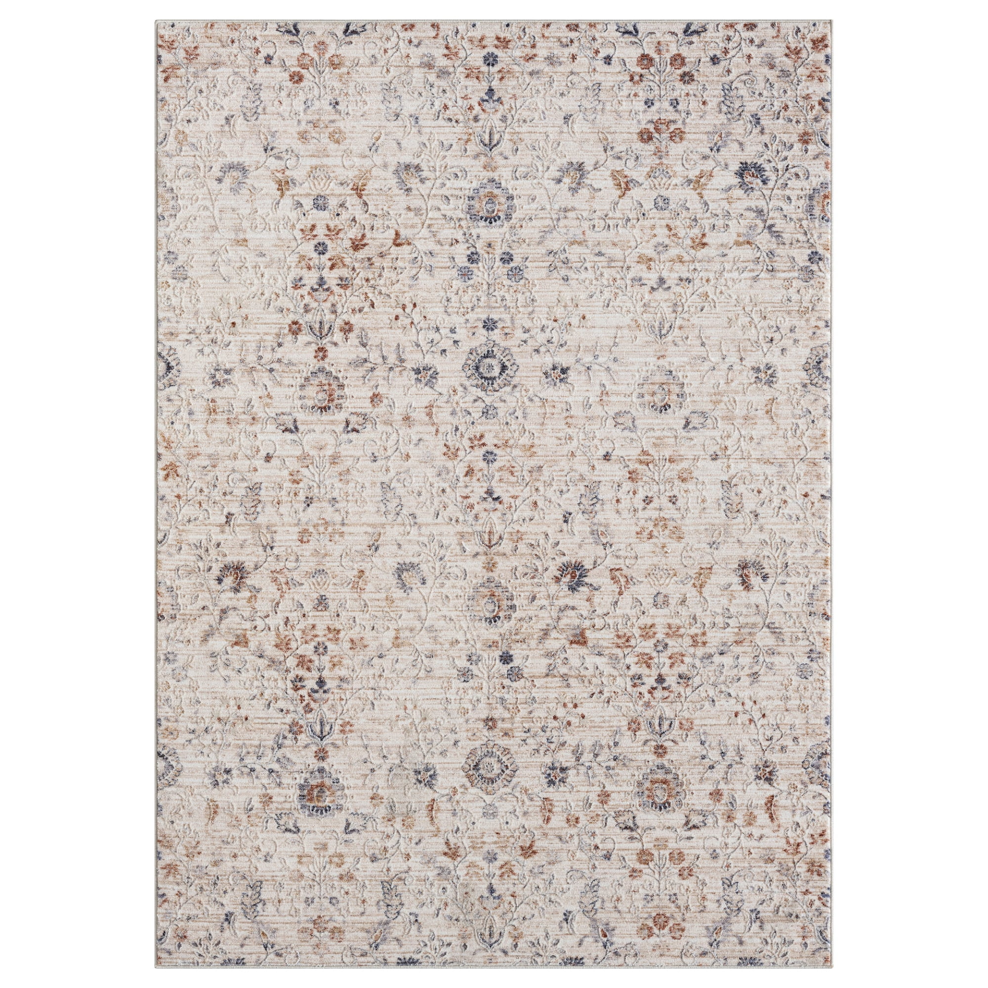 Multicolored Floral Polyester Blend 4' x 6' Area Rug