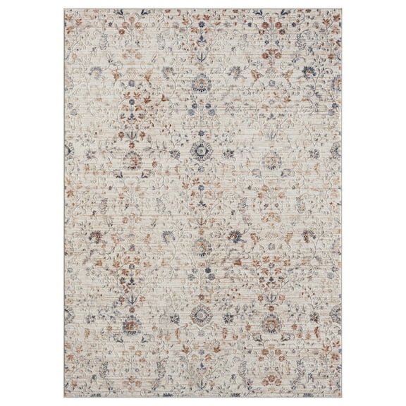 LR Home Mia 4' X 6' Beige/Red Floral Premium Ultra-Soft Indoor Area Rug