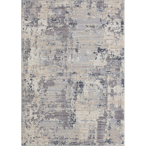 LR Home Mia 4' X 6' Gray/Blue Abstract Premium Ultra-Soft Indoor Area Rug