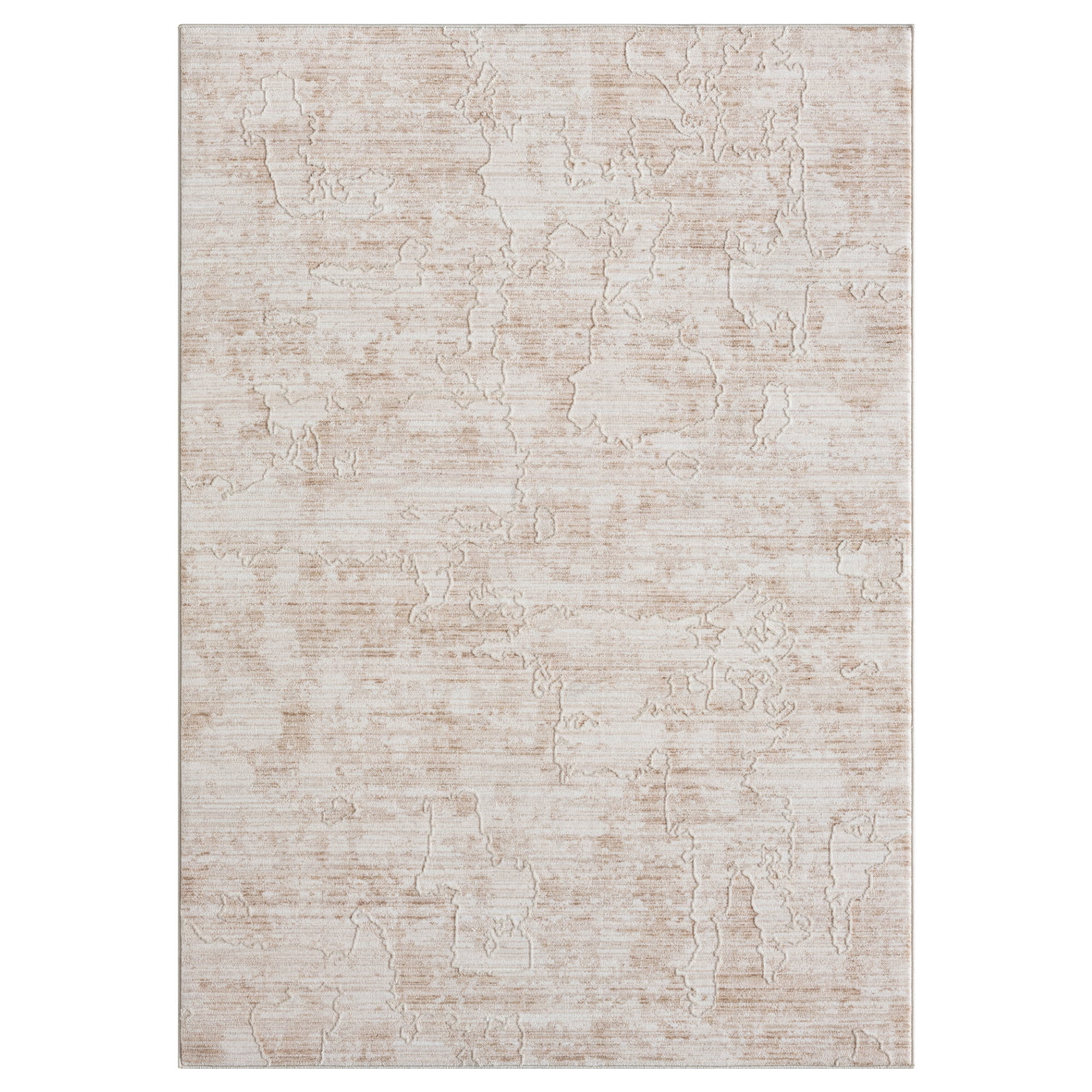 Ivory Abstract Polyester Blend 4' x 6' Area Rug