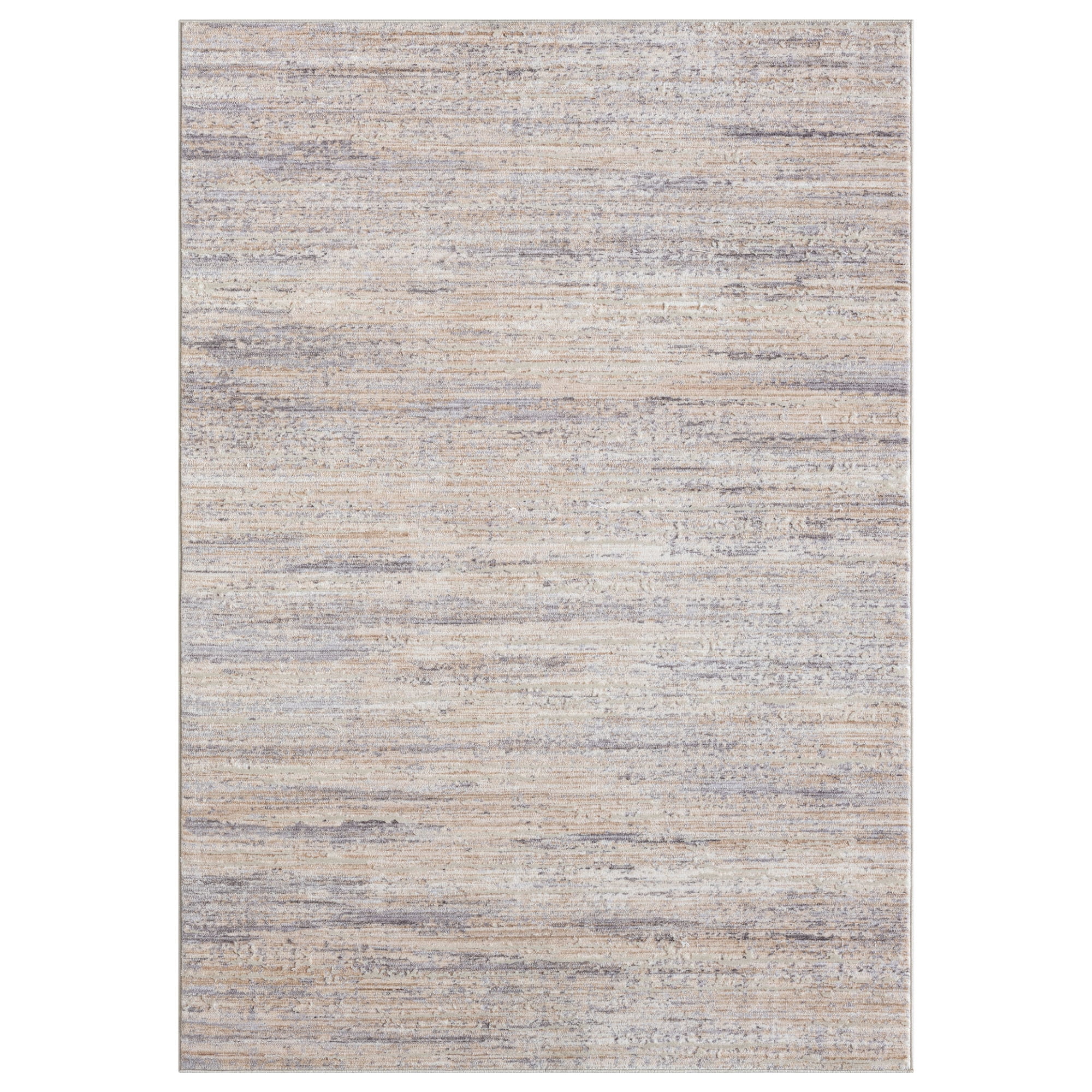 LR Home Mia 5' x 7'11" Beige/Gray Striped Premium Ultra-Soft Indoor Area Rug
