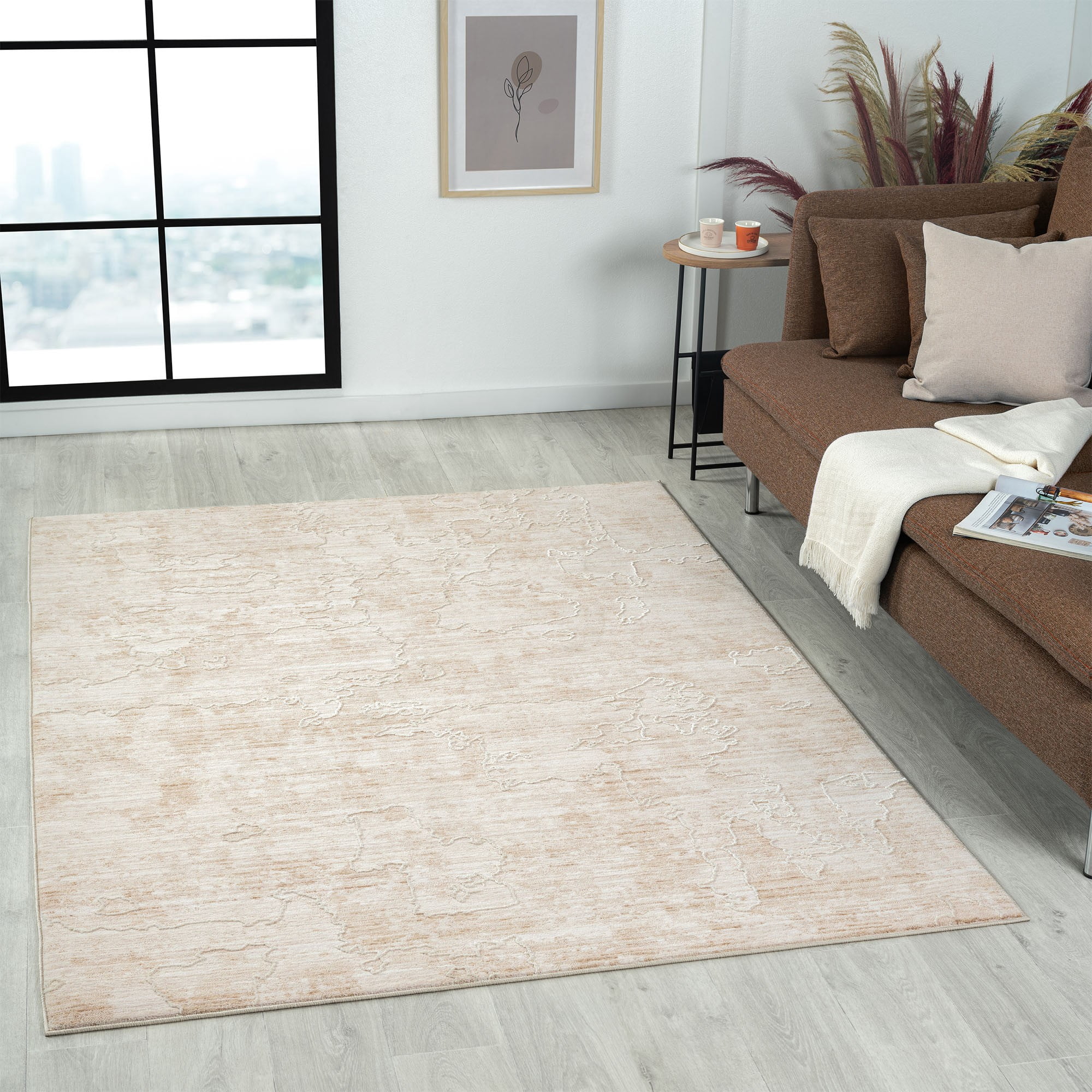 Laddha Home Designs 7.75' x 9.75' Loomed Abstract Rectangular Area Throw Rug - Beige and Cream