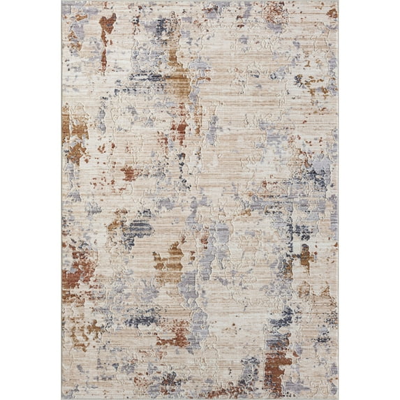 LR Home Mia 7'9" X 9'9" Rust/Gray Abstract Premium Ultra-Soft Indoor Area Rug