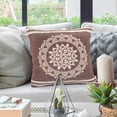 thumbnail image 1 of Laddha Home Designs Medallion Striped Square Throw Pillow - 20" - Brown and White - Set of 2, 1 of 9