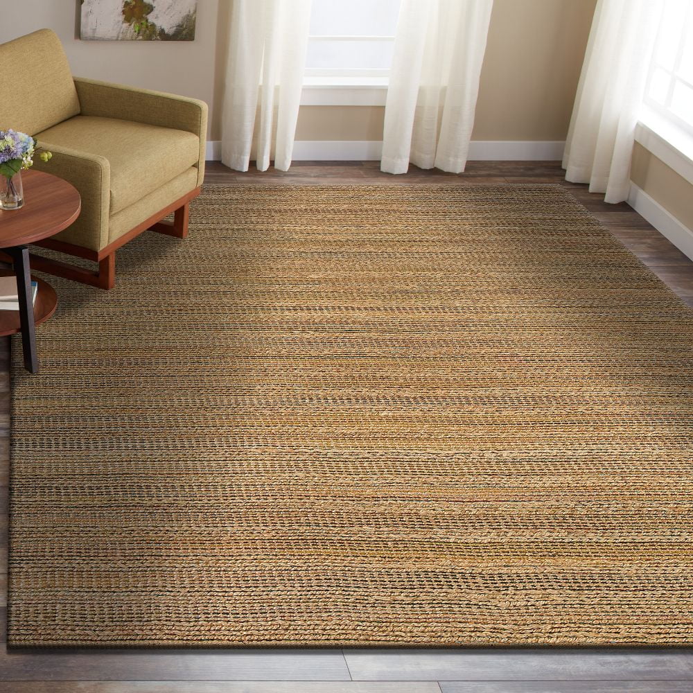 LR Home Natalie Belle Brown/Mutli Braided Farmhouse Jute Blend Area Rug, 5' x 7'9"