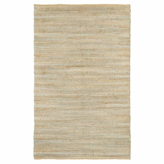 LR Home Natalie Belle Tan/Aqua Blue Braided Farmhouse Jute Blend Area Rug, 9' x 12'