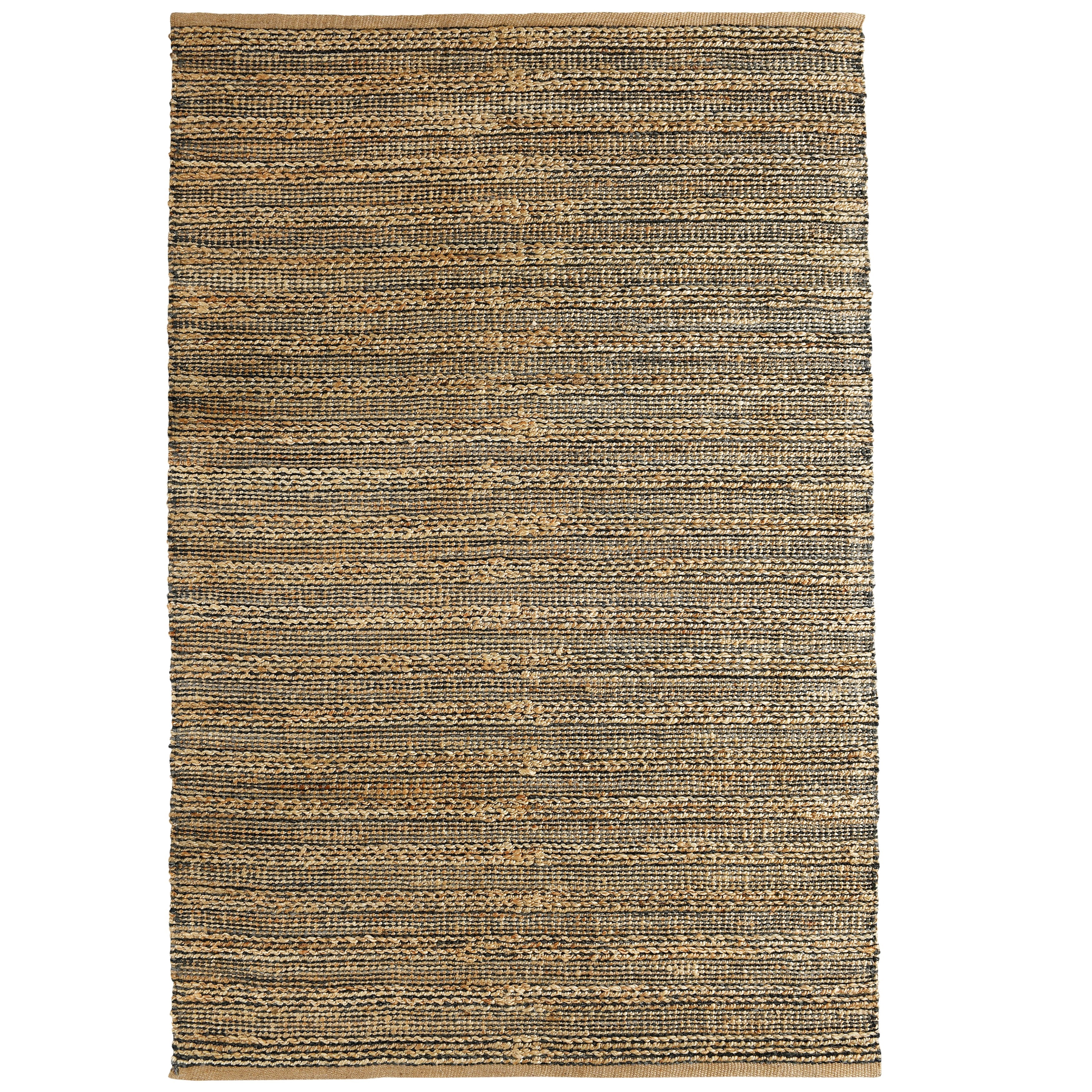 LR Home Natalie Belle Tan/Gray Braided Farmhouse Jute Blend Area Rug, 7'9" x 9'9"