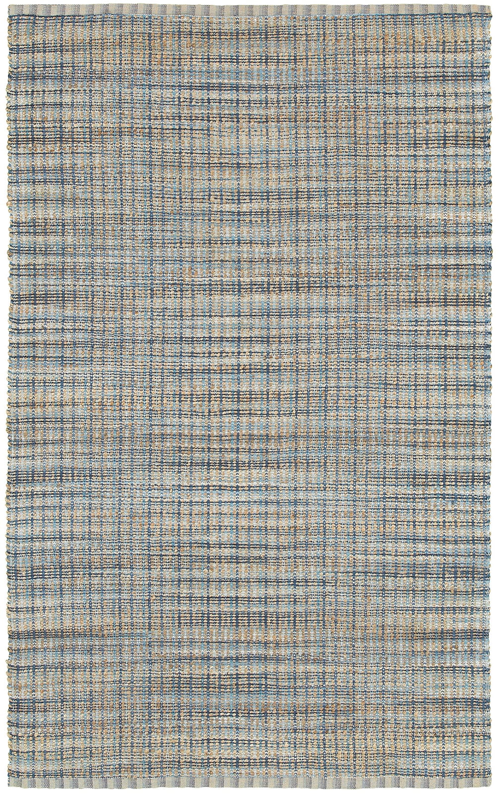 LR Home Natalie Cere Tan/Blue Grid Coastal Jute Blend Area Rug, 7'9" x 9'9"