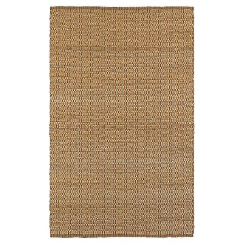 LR Home Ollie 9' x 12' Brown/Beige Checkered Stripe Braided Jute Indoor Area Rug