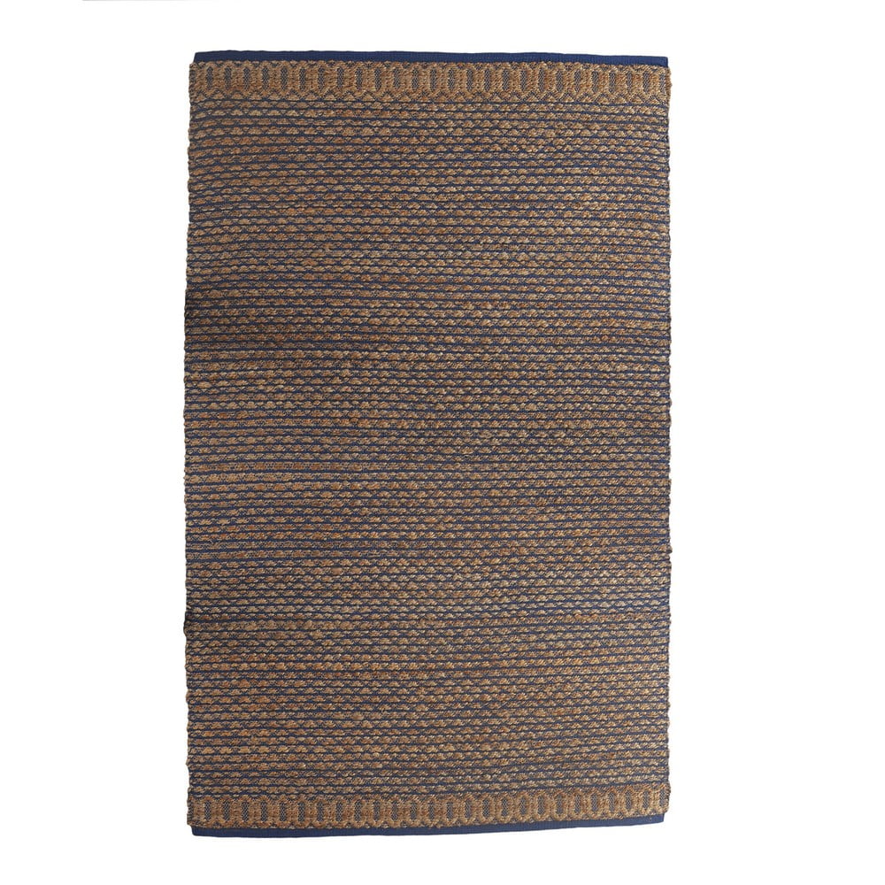 Woven Paths Ollie 7'9" x 9'9" Brown/Blue Striped Geometric Braided Jute Indoor Area Rug