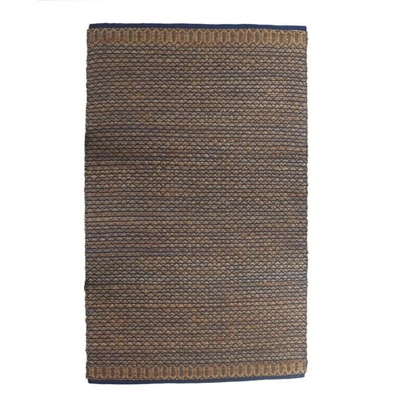 Woven Paths Ollie 7'9" x 9'9" Brown/Blue Striped Geometric Braided Jute Indoor Area Rug