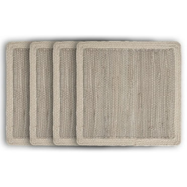 Ox Bay Zest Set of 4 Cotton Placemats, Gray/Cream Bordered