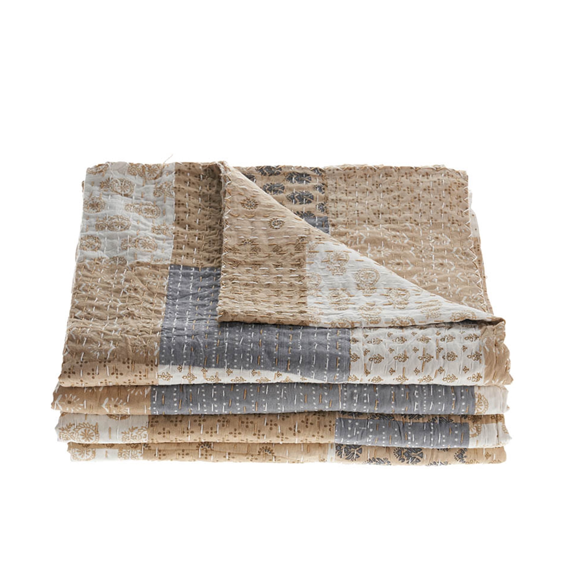 LR Home Neutral Cottage Kantha Coverlet - Full Size ( 91 in. x 86 in ...