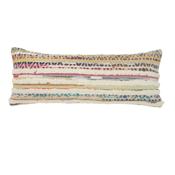 LR Home Nomad 14" x 36" Rainbow Striped Cotton Adult Decorative Throw Pillow