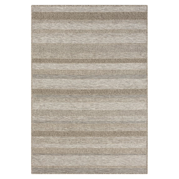 LR Home Pablo 5' x 7' Tan/Brown Stripes Durable Indoor/Outdoor Area Rug