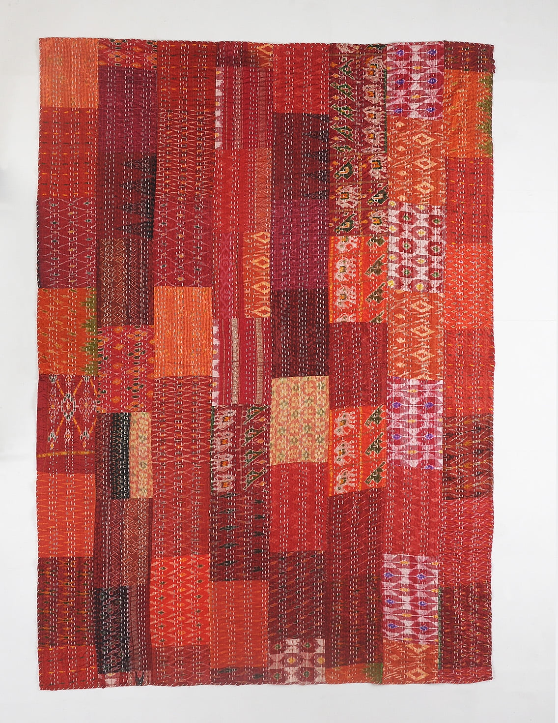 Handmade Maroon Cotton Silk Patchwork Throw Blanket
