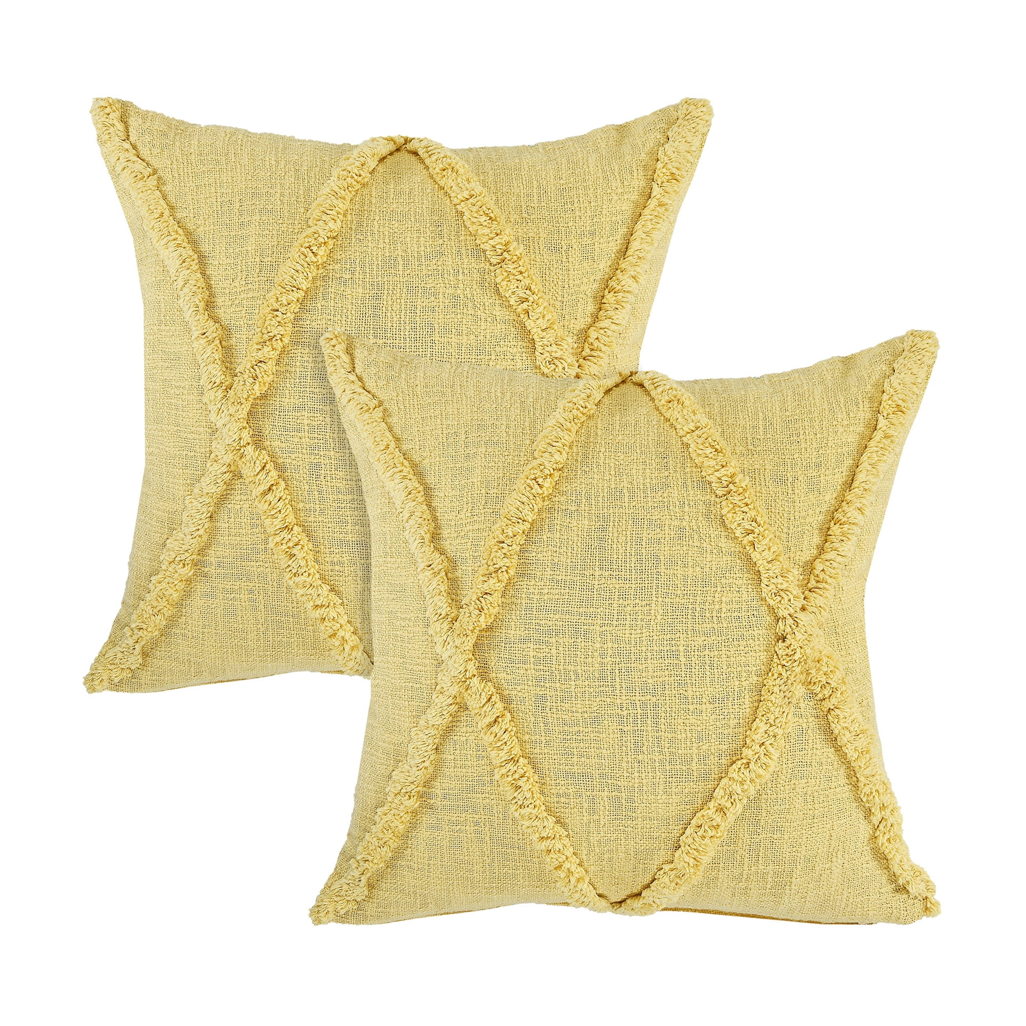 LR Home Riley Pineapple Geometric Transitional Cotton Indoor Throw Pillows, 20" x 20", Set of 2