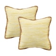 thumbnail image 1 of LR Home Ringo Set of 2 Golden Yellow/White 20" x 20" Jute Bordered Striped Cotton Blend Adult Decorative Throw Pillow Set, 1 of 4