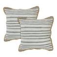 thumbnail image 1 of LR Home Ringo Set of 2 Gray/White 18" x 18" Jute Bordered Striped Cotton Blend Adult Decorative Throw Pillow Set, 1 of 4