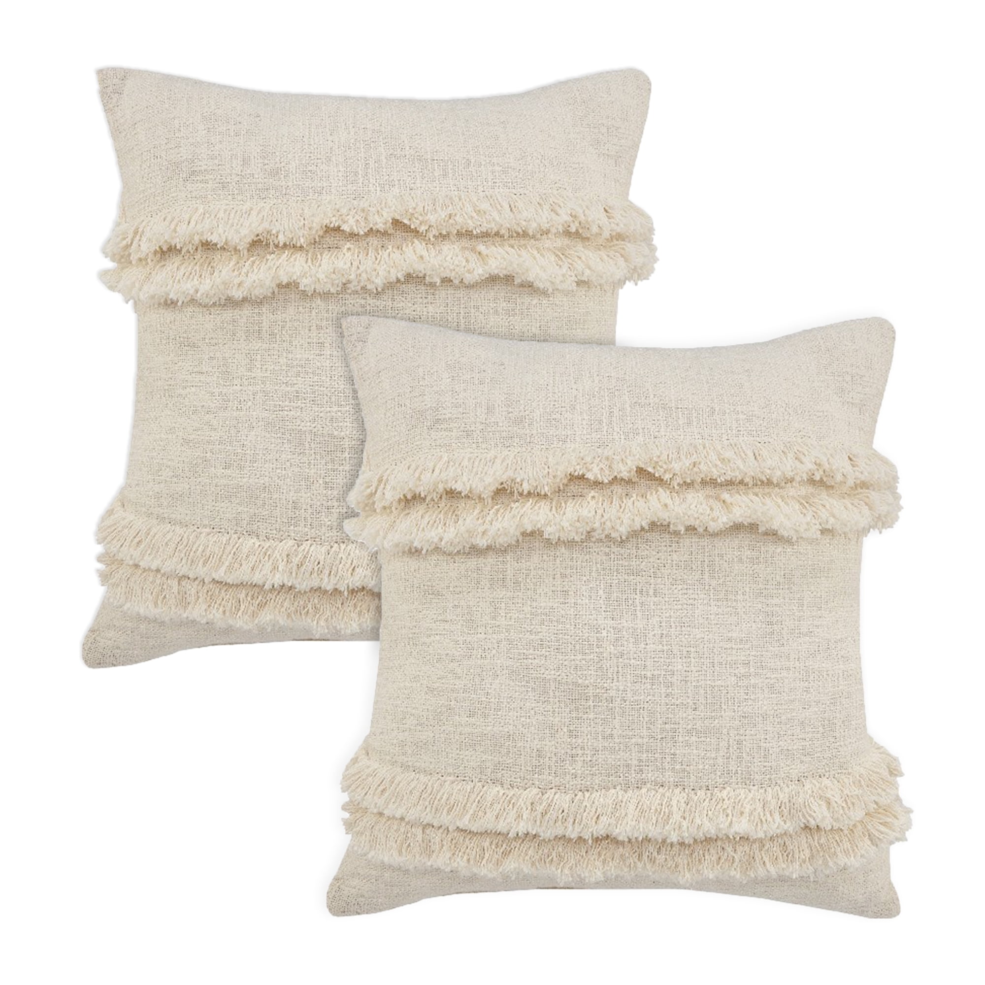 LR Home Rory Cotton Pillow Set of 2 in Cream, 20" x 20"