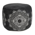 thumbnail image 1 of LR Home Round Black Medallion Pouf Ottoman, 14" H x 18" W, 1 of 8