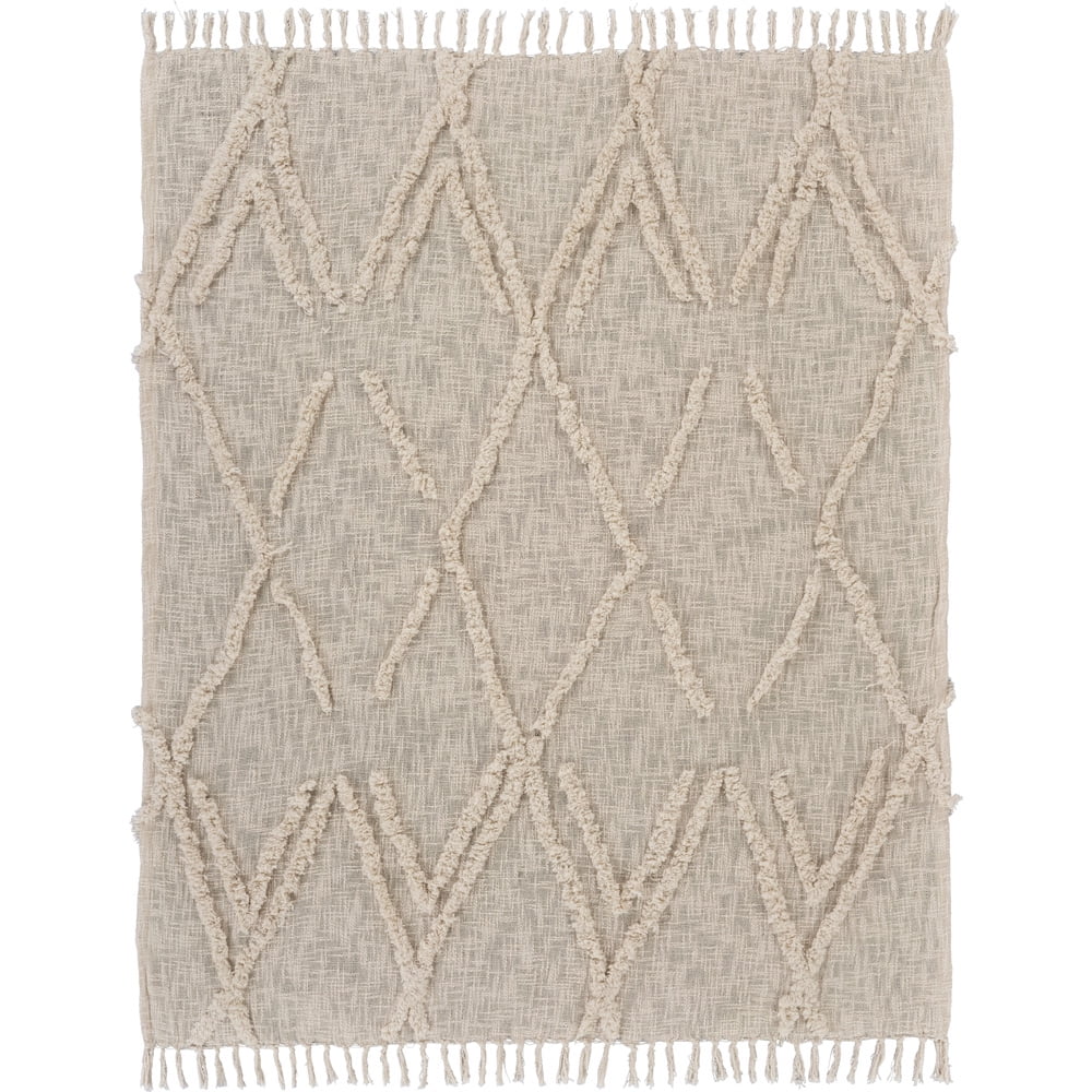 Natural Diamond Tufted Organic Cotton 50" x 60" Throw Blanket