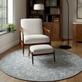 thumbnail image 1 of LR Home Sage 5' x 5' Blue/Ivory Floral Wool Indoor Area Rug, 1 of 7