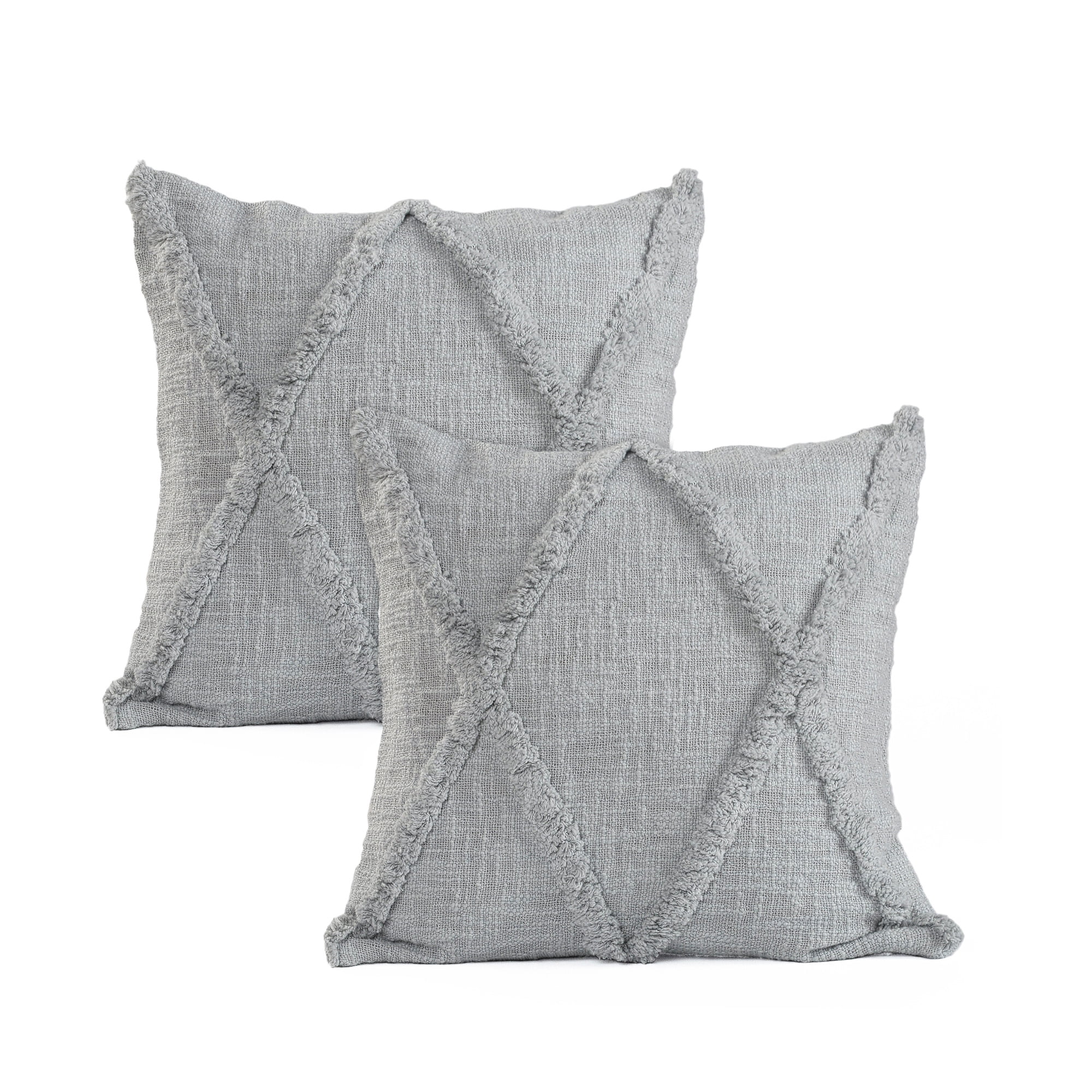 Reese Light Gray Cotton Geometric 18" Square Throw Pillow Set