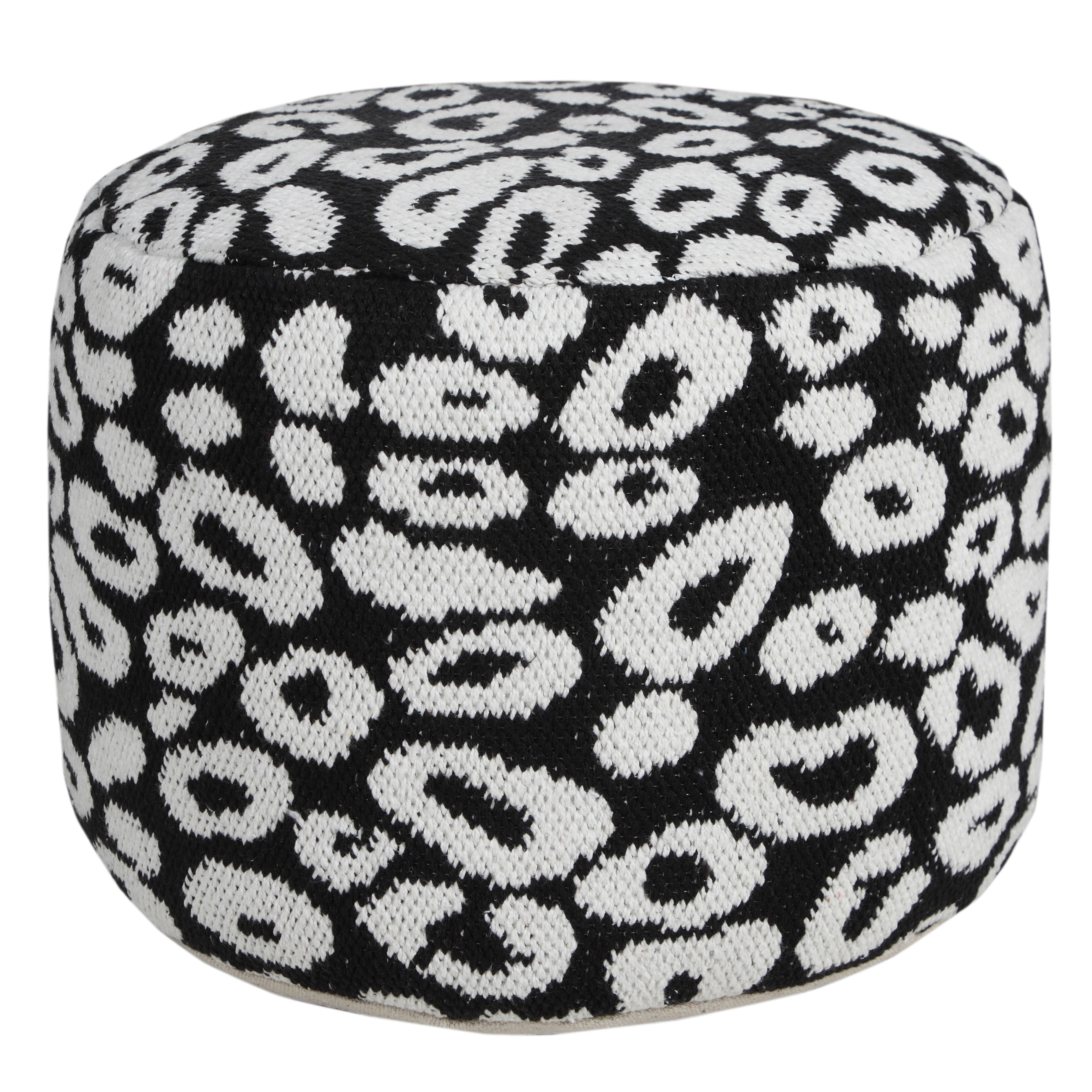 Free Shipping! Lr Home Modern Leopard Print Pouf Black White