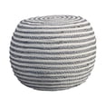 thumbnail image 1 of LR Home Savanna Round Grey/White Striped Indoor Pouf Ottoman, 20" H x 14" W, 1 of 5
