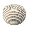 thumbnail image 1 of LR Home Savanna Round Natural/White Striped Indoor Pouf Ottoman, 20" H x 14" W, 1 of 5