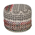 thumbnail image 1 of LR Home Small Floral Indoor Round Pouf, Multi, 18" x 18" x 14", 1 of 5