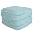 thumbnail image 1 of LR Home Small Fringe Striped Indoor Square Pouf, Bright Blue, 18" x 18" x 14", 1 of 9