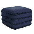 thumbnail image 1 of LR Home Small Fringe Striped Indoor Square Pouf, Navy Blue, 18" x 18" x 14", 1 of 8