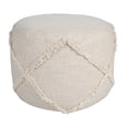 thumbnail image 1 of LR Home Small Over-tufted Diamond Indoor Round Pouf, Beige, 18" x 18" x 14", 1 of 8
