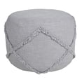 thumbnail image 1 of LR Home Small Over-tufted Diamond Indoor Round Pouf, Light Gray, 18" x 18" x 14", 1 of 9