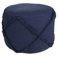 thumbnail image 1 of LR Home Small Over-tufted Diamond Indoor Round Pouf, Navy Blue, 18" x 18" x 14", 1 of 8