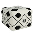 thumbnail image 1 of LR Home Small Over-tufted Diamond Indoor Square Pouf, Ivory/Black, 18" x 18" x 14", 1 of 10