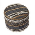 thumbnail image 1 of LR Home Small Over-tufted Striped Indoor Round Pouf, Multi, 18" x 18" x 14", 1 of 4