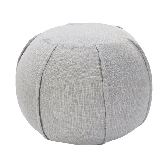 LR Home Small Solid Indoor Round Pouf, Light Gray, 18" x 18" x 14"