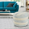 thumbnail image 1 of LR Home Melanie Farmhouse Striped Round Medium Pouf Ottoman, Blue, 18" x 18" x 14", 1 of 7