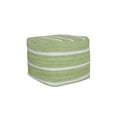 thumbnail image 1 of LR Home Square Apple Green/White Recycled Chindi Medium-Sized Indoor Pouf, 18"x18"x18", 1 of 10