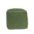thumbnail image 1 of LR Home Square Green Braided Cotton and Jute Pouf Ottoman, 18" H x 18" W, 1 of 6