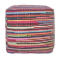 thumbnail image 1 of LR Home Square Whimsical Rainbow Recycled Chindi Medium-Sized Indoor Pouf, 18"x18"x18", 1 of 9