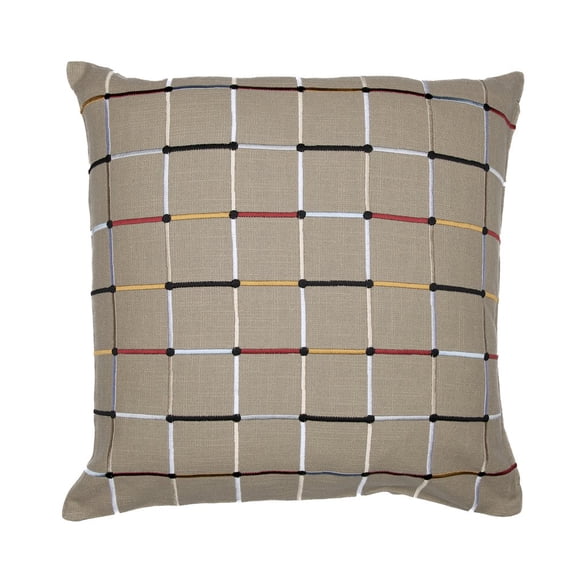LR Home Stacy Garcia Cotton Blend Poly Filled Pillow in Beige/Multicolored, 24" x 24"