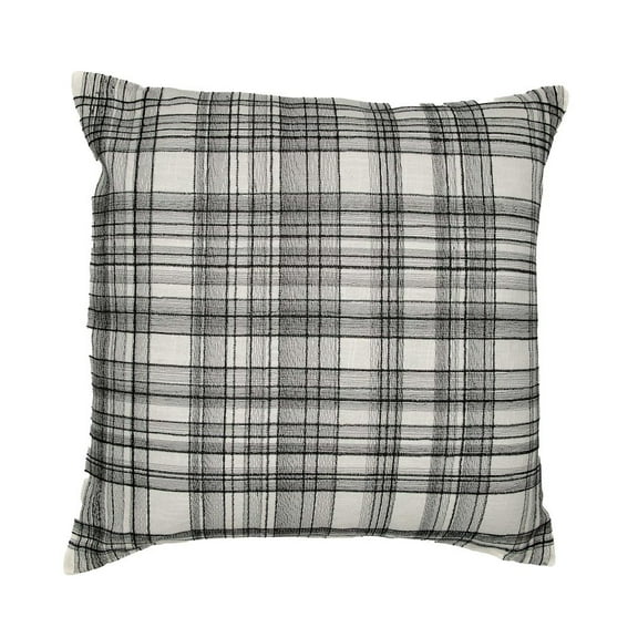 LR Home Stacy Garcia  Cotton Blend Poly Filled Pillow in White/Black, 20" x 20"