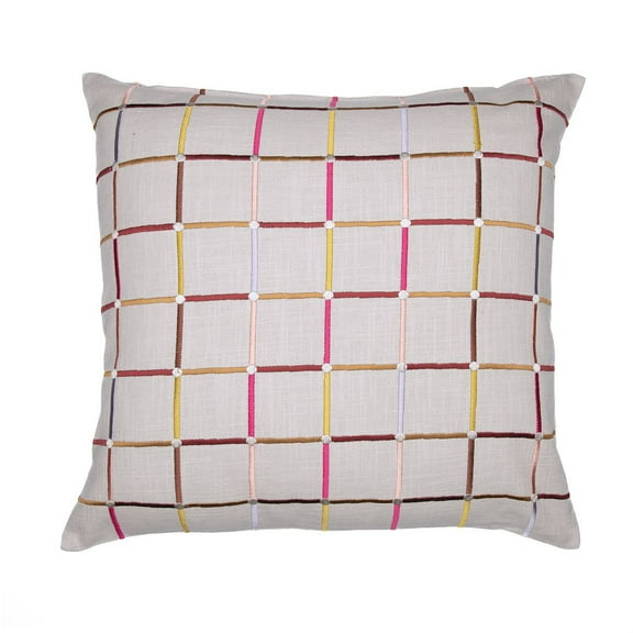 LR Home Stacy Garcia  Cotton Blend Poly Filled Pillow in White/Multicolored, 20" x 20"