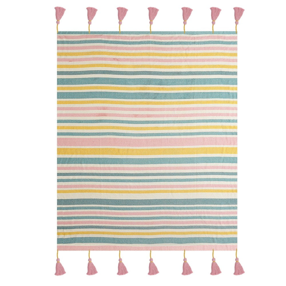 Coastal Striped Cotton Throw Blanket in Multi-Color, 50" x 60"